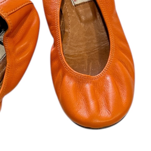 Lanvin Paris Ballet Flats Orange Leather Slip On Sz 36 - Picture 3 of 14